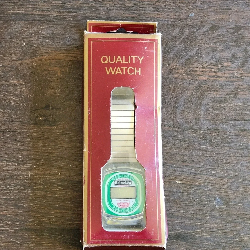 Vtg Heineken Beer Promo Digital Watch Hong Kong LCD‎ w/ Box Breweriana